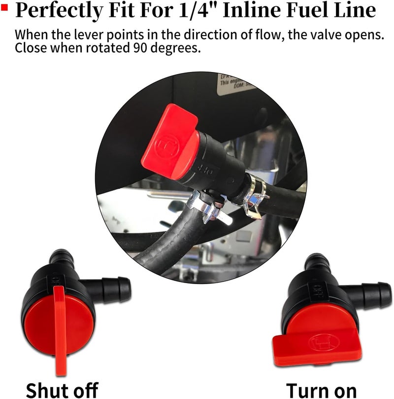 CLSR2U 1/4" Inline Fuel Shut Off Valve and 90 Degree Cut Off Valve, Straight Gas Valve Compatible with B&S 494768, 493960, 698183, 697947, 698181, 5019H, 5019K, 4 Pack - Image 5